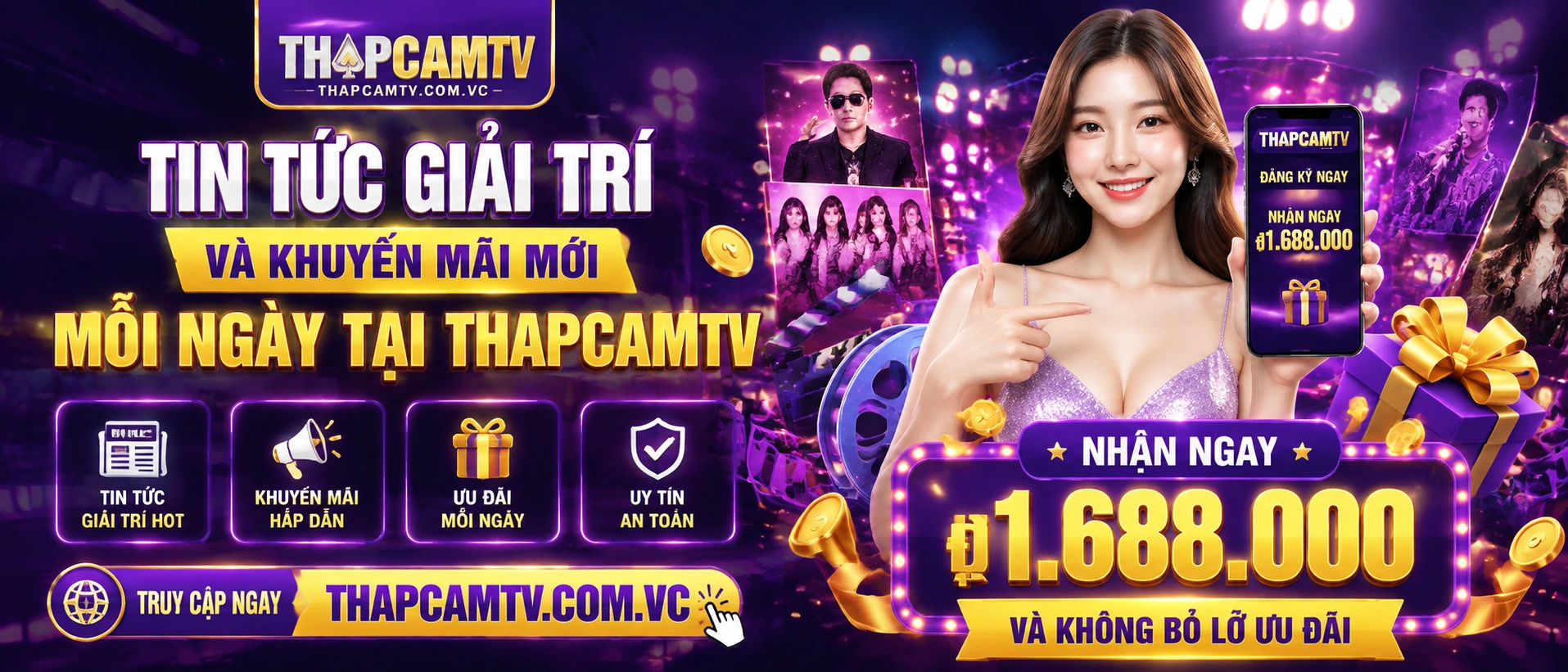 Giao diện tin mới THAPCAMTV trên mobile với mục cập nhật và lịch sự kiện